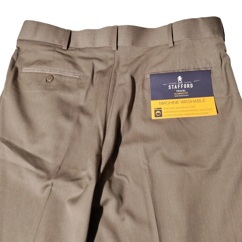 Stafford Travel Classic Fit Pleated Pants 38x29 (36